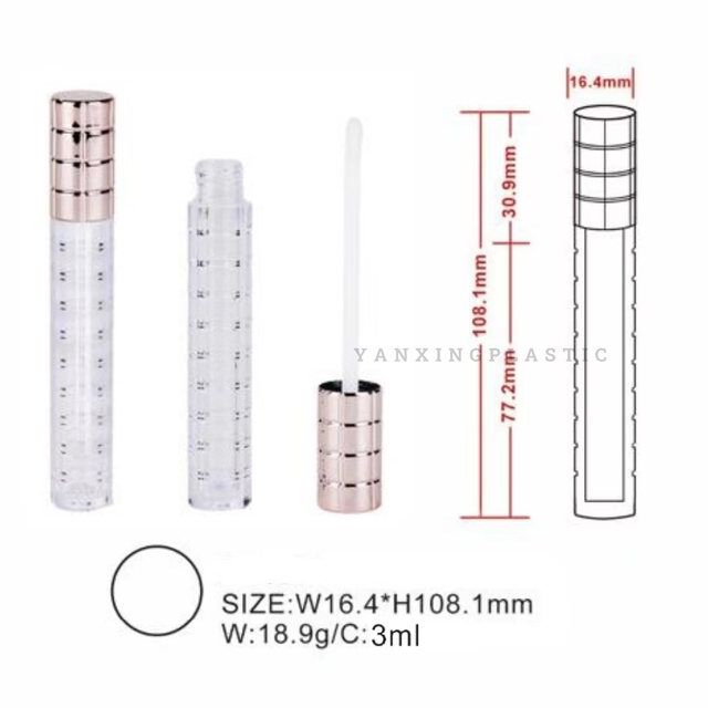 หลอดลิปกลอสทรงกลมใหม่ หลอดเปล่า หลอดเคลือบลิปโปร่งใส แปรงขนาดใหญ่หลอดลิปกลอส ขายส่งขวดเคลือบลิป ลิปกลอสหลอดเปล่า